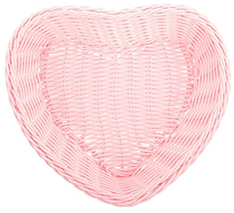 Cabilock Rattan Herz Korb - Aufbewahrung, Obst, Brot, Geflochten, Weide, Ablage, Servier, Tablett für Zuhause, Küche, Wohnzimmer, Picknick, Lebensmittel Behälter