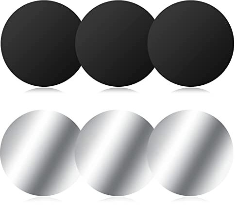 WOOXDYUK Metallplättchen Selbstklebend 6 Stück Metallplättchen Handy Metallplättchen Set Rund mit 4MM Kleber für Magnet Auto Handyhalterung Autozubehör