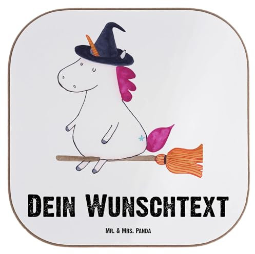 Mr. & Mrs. Panda Personalisierter Untersetzer Einhorn Hexe - Personalisierte Geschenke, Blumenuntersetzer, Filzuntersetzer, Leben, Kerze, Bedrucken, Unicorn, Einhörner, Bierdeckel, Personalisieren