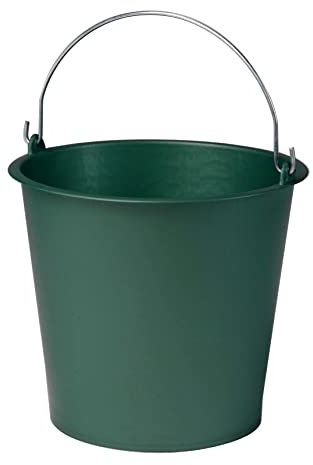 Cubo agrícola de 10 L de plástico con Mango de Metal, diámetro 28 x Altura 24,5 cm, Color Verde