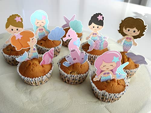 Muffinaufleger ' CupCake Bilder essbar ' MEERJUNGFRAU ' aus ESSPAPIER (Dekorpapier Plus)