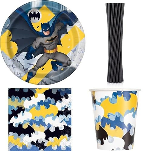 Playflip Partyhgeschirr Batman Geburtstagsdeko Partyset Kindergeburtstag
