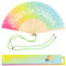 Fisura - Original handheld folding fan with message in french. wooden fan. Original holding Hand Fans. Fan with hanger included (Chaleur, rainbow)
