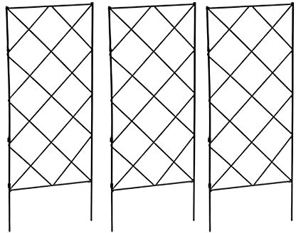 Pflanzenhalterung, 3 Stück, Pflanzen-Klettergitter-Rahmen, Garten-Blumen-Pflanzenanbau-Unterstützung, Metall-Eisen-Spalier-Wand, Faltbare Rankgitter-Halterung, Schwarze Pflanzen-Unterstütz