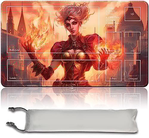 Board Game MTG Playmat + Free Waterproof Bag, Stitched Edges, Smooth Rubber Surface, MTG PlayMat with Zones (An Original Ancient HellkitePlaymat) (Chandra,Torch Of Defiance-1)