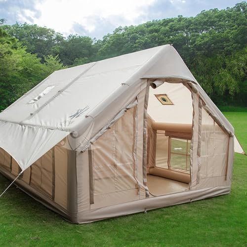 UNISTRENGH Tienda De Campaña Inflable para 2-3 Personas,Tienda De Campaña para Familia,Impermeable para Acampar Al Aire Libre Glamping Tienda De Lona De Oxford Yurta (400 x 300 x 210cm)