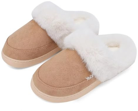 NineCiFun Damen Winter Hausschuhe Warme Flauschige Plüsch Pantoffeln rutschfest Slip on Flache hüttenschuhe (38/39EU,kastanie)