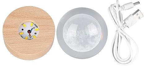 Zerodis Luz Nocturna de Bola de Cristal 3D con Base LED para Niños, Luces Nocturnas de Astrofísica Grabadas para Adolescentes, Niños y Niñas (Luna Bola de cristal)