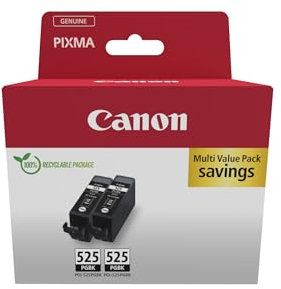 Canon PGI-525 Twin Vorteilspack 2 Tintenpatronen (2X Schwarz) Original [Umweltfreundliche Recycle-Kartonverpackung 2024]