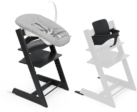 Stokke Sedia Tripp Trapp con Newborn Set e Baby Set, Nero - Design sicuro, regolabile ed ergonomico