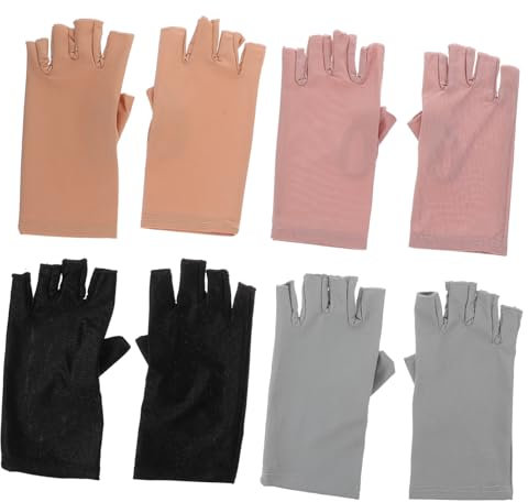 POPETPOP 4pairs Sun Protection Gloves for Women Nail Art Gel Manicure Uv Protection Spandex Comfortable Versatile