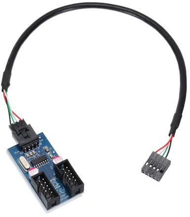 sourcing map 9 Pin USB Header Splitter Male 1 to 2 Female Extension Cable 30cm USB2.0 Connector Adapter for Motherboard, Card Reader