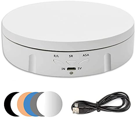 luolety Plateau tournant électrique pour la Photographie, Support Rotatif motorisé à 360 degrés, Charge de 10 kg, pour vidéo en Direct avec 5 arrière-Plans pour Afficher des Bijoux