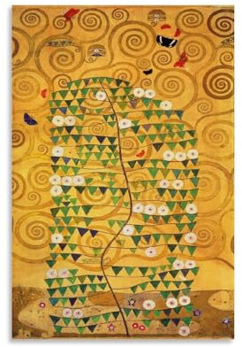 Gustav Klimt Poster sur toile Motif arbre de vie Décoration murale moderne 20 x 30 cm