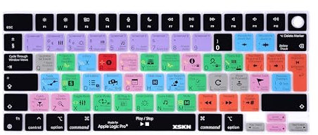 XSKN Silikon-Tastaturabdeckung für MacBook Pro/Air mit Touch ID 14,2 Zoll, 16,3 Zoll, 13,6 Zoll, 15,3 Zoll, Modellnummer: A2442, A2779, A2918, A2992, A2485, A2780, A2681, A2941 (EU-Layout, Logic Pro