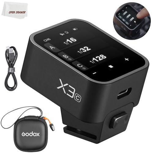Godox X3C X3-C Auslöser, GODOX Blitzauslöser, Touchscreen, TTL, kabelloser Blitzauslöser, mit TCM-Konvertierung, eingebauter 3,7 V 850 mAh Li-Ion-Akku, ca. 7 Tage Standby für Canon-Kameras (X3C)