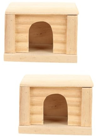 Milisten 2St Hamster Hütte Hamsterhaus aus Holz Holzspielzeug Spielzeug Flat-Top-Hamster Spielzeug für Hamsternester Spielzeuge Spielset aus Holz Flache Oberseite Blockhaus Bambus