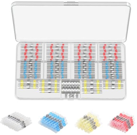 120PCS Solder Seal Wire Connectors, Waterproof Heat Shrink Heat Shrink Connectors, Electrical Wire Butt Terminals Non Slip for Marine Automotive Boat Truck Wire Joint