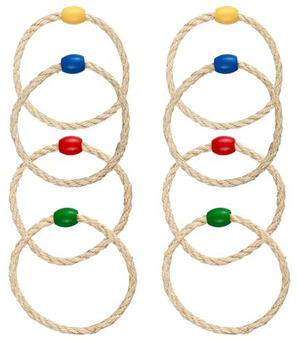Kasoud Quoits Games Set, 8PCS Quoits Ropes Ring Toss Games, Ring Toss Yard Games, Rope Ring Toss Set for Adults and Kids, Suitable for Speed and Agility Practice Game, Four Colour Combinations