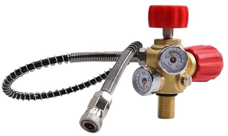 TUXING DIN Ventil Scuba Adapter M18×1.5, Paintball Scuba Füllstation für HPA Tank/PCP Air Tank mit Hochdruckmanometer 4500 psi PCP Paintball Füllung Luftschlauch