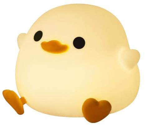 MiOYOOW Enten Nachtlicht, Silikon Touch Nachtlicht 2 Helligkeitsstufen USB-Nachttischlampe mit Zeitverzögerungsfunktion für Wohnzimmer Schlafzimmer Flure Wohnzimmer