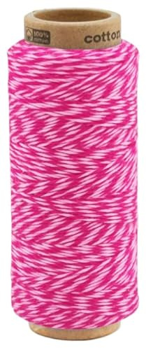 fuwi Baumwollkordel 1 mm - Baumwollschnur & Bäckergarn, 100 m zweifarbig - für Makramee, Geschenkband und Dekoration, 100% neue Baumwolle, matt und farbecht (2004 Rosa Mädchen)