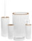 Set Completo Accessori Bagno 5 Pezzi Design Moderno In Plastica Incluso Cestino Pattumiera,Dispenser Sapone Portascopino Con Scopino Incluso ,PortaSaponetta,Porta Spazzolini - Bianco