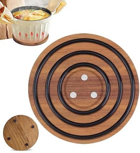 Magnetic Trivet,Wooden Magnetic Thermal Insulation Trivet Pot Coaster Magic Trivet,Magnetic Hot Pad,Magnetic Pot Holder Trivets for Hot Pots and Pans,Trivets for Hot Dishes,Pot Holder Stand Pad