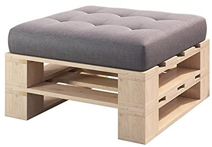 Lermowood Palettenmöbel Mp Hocker 80 x 80 x 30 cm Natur | Europaletten Indoor und Outdoor Lounge Gartenmöbel Holz Gartenmöbel Set Lounge Möbel Terrasse Balkon Loft Stil Paletten