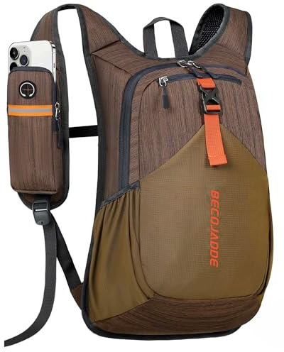 BECOJADDE 18L Wanderrucksack Herren Kleiner Rucksack Damen Leichter Daypack Tagesrucksack Faltbarer Trekkingrucksack für Camping Outdoor Wandern Travel Schokoladenbraun