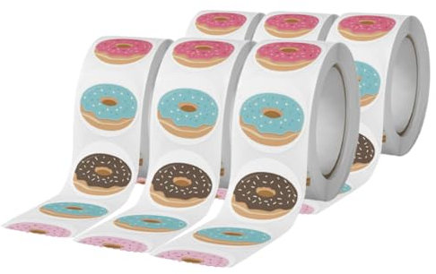 TEHAUX 6rollen Niedlicher Donut Aufkleber Für Laptops Bücher Skateboards Und Gepäck Für Geburtstagsfeiern Und Kreative -projekte