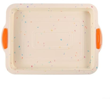 Moule à gâteau carré en silicone 27,9 x 20,3 cm, 7,6 cm, délicieux pour brownies et desserts avec antiadhésif, beige