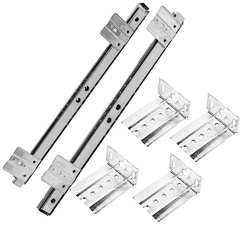 HOMSFOU Under-Desk Keyboard Track and Drawer Slide Rail Pair 27cm Wide White Bearing Keyboard Slide for Office Computer Desk