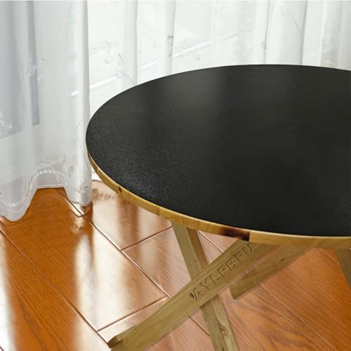 Tischdecke für Runden 120cm - Schutzfolie Tisch Matt Schwarz 1.5mm - Abwaschbar Anti-Oil Stain Verschleißfest Tischfolie Transparent Rund für Couchtisch/Esstisch