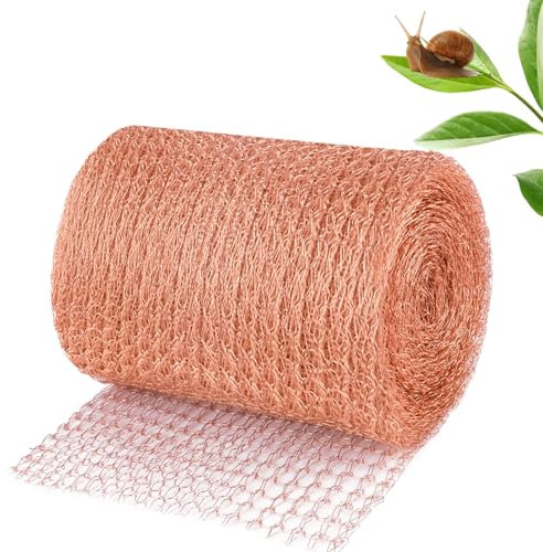 HGRGHH Kupferband Gegen Schnecken, 6m x 127mm Schneckenschutz Hochbeet, Kupferdraht Schneckenzaun Metall, Doppelschicht Kupfernetz Kupfergitterrolle für Garten Schneckenabwehr Hochbeet, Mäuse Abwehr