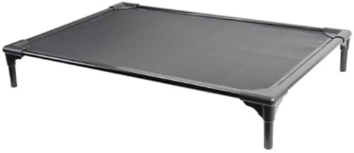 Haustierbetten für Hunde, Haustier-Feldbett, Haustierbett aus Aluminiumlegierung, Aluminium-Hundebett, atmungsaktives Sommer-Feldbett, erhöhtes Hundebett, Haustierbett (Silber) (Schwarz, 37 x 5