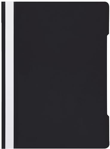 Conipa® 25 x Schnellhefter Schwarz DIN A4 (Set) mit Beschriftungsfeld PP-Kunststoff (Plastik) - Hefter & Mappe für Schule & Büro (stabil) - Heft-Mappen Organisation (PVC-frei) transparentes Deckblatt