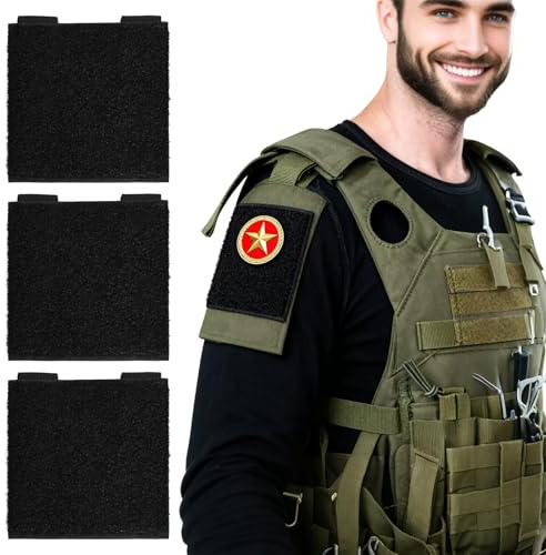 Pack de 3 Paneles MOLLE de Gancho y Bucle Negros 10cm x 10cm | Panel MOLLE de gancho y bucle