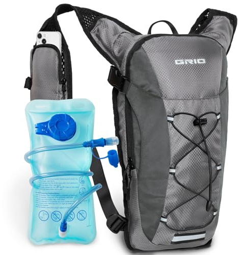 GRIO Laufweste Herren Damen,Trailrunning Rucksack,Ltrinkrucksack Laufen,Jogging Tasche,Es Ist Perfekt Für Sport Joggen,Running,Marathon,Radfahren,Wandern (Grau)