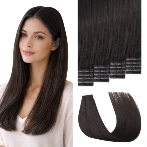 Sweetmet Pro3.0 Haarverlängerung Echthaar Tape Menschenhaar 50cm #2 Dunkelstes Braun 3rd-Generation Invisible Remy Extensions Echthaar Tape in 45g für Frauen (#2-50cm)