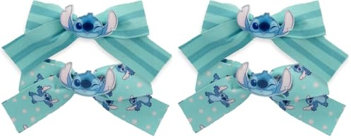 Disney – Lot 2 Barrettes Enfant Stitch – Pinces à Nœud Fille – Pour Cheveux Fins – Accessoire Coiffure Bébé – Coiffer, Pinces Plates Lilo & Stitch - Longue Tenue - Produit Officiel (Lot de 2)