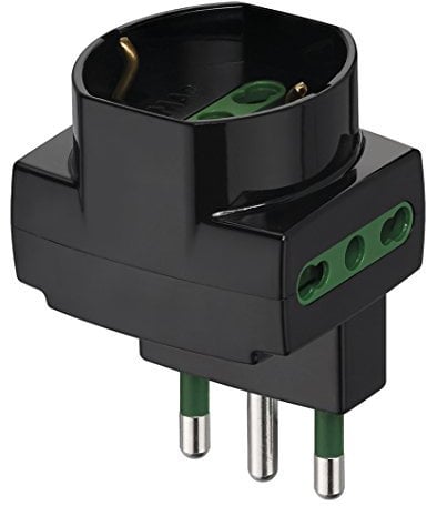 Vimar RI.00314 Adattatore Multiplo Sicury 250 V~ Sfalsato Verticale, Nero
