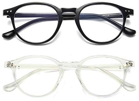 Dollger Blaulichtfilter Brille Computerbrille ohne sehstärke Anti-Blaulicht Klassische Rund Frame Gaming Brille für Damen Herren Schwarz