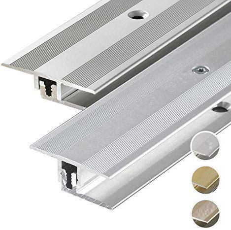 HORI® Bodenprofil Übergangsprofil I Aluminium-Bodenleiste in Silber, Champagne und Edelstahl I passend für Vinyl, Laminat, Parkett I Übergangsprofil Bodenbelagstärke: 6,5-15 mm I Alu Champagne Alu