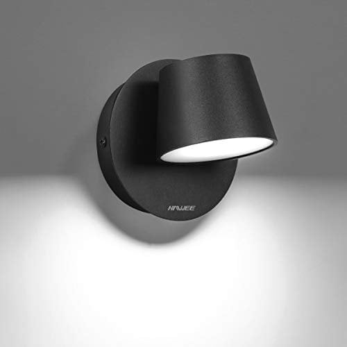 HAWEE Modern Wandleuchte LED Bettleuchte Lesen Lampe 350° Schwenkbares Nordic Stil Wandspots Innen LED Wandlampe für Schlafzimmer Wohnzimmer Flur Treppe, Schwarz 6000K