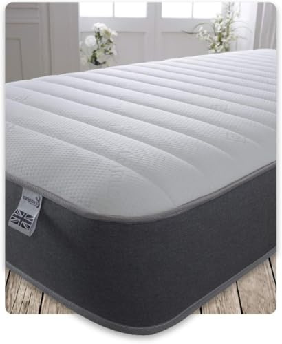 Starlight Beds Fusion Grey King Size Mattress, 5ft x 6ft6 | Hybrid, Coil Spring, Memory Foam Layer, 8 Inch Deep, Soft Firmness, UK Manufacturer, Rolled and Boxed, 150x200x20cm