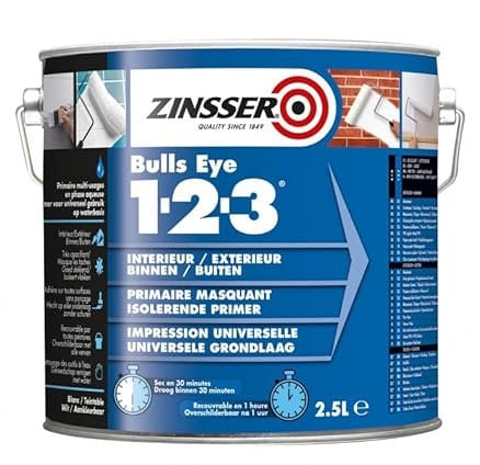 Rustoleum Zinsser Bulls Eye 1-2-3 White Primer Before Paint 2.5 L Pack of 2 White
