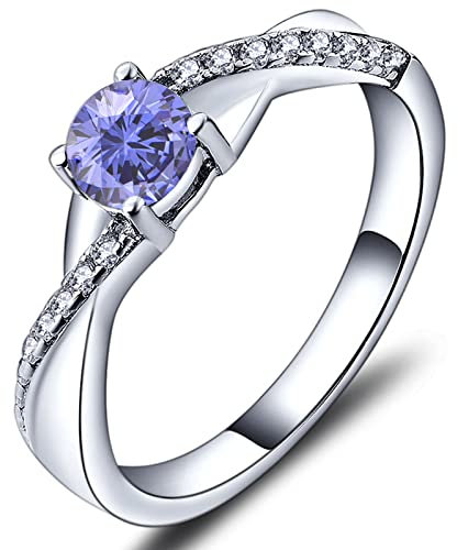 YL Verlobungsring Ehering 925 Sterling Silber mit Tansanit Zirkonia Dezember Geburtsstein Unendlichkeit Ring für Damen(Größe 50)