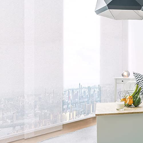 MADECOSTORE Panneau Japonais tamisant Motif à Chevrons Blanc 50cm - Blanc - L50 x H250cm