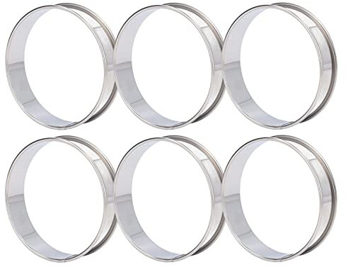 6 STÜCKE Crumpet Ringe, Backringe Edelstahl Englische Muffinringe Doppeltes Volumen Einfaches Entformen DIY Ringe Mousse Ring Kuchenform Muffinringe für Dessert Party Essenszubereitung Werkzeug(8cm)